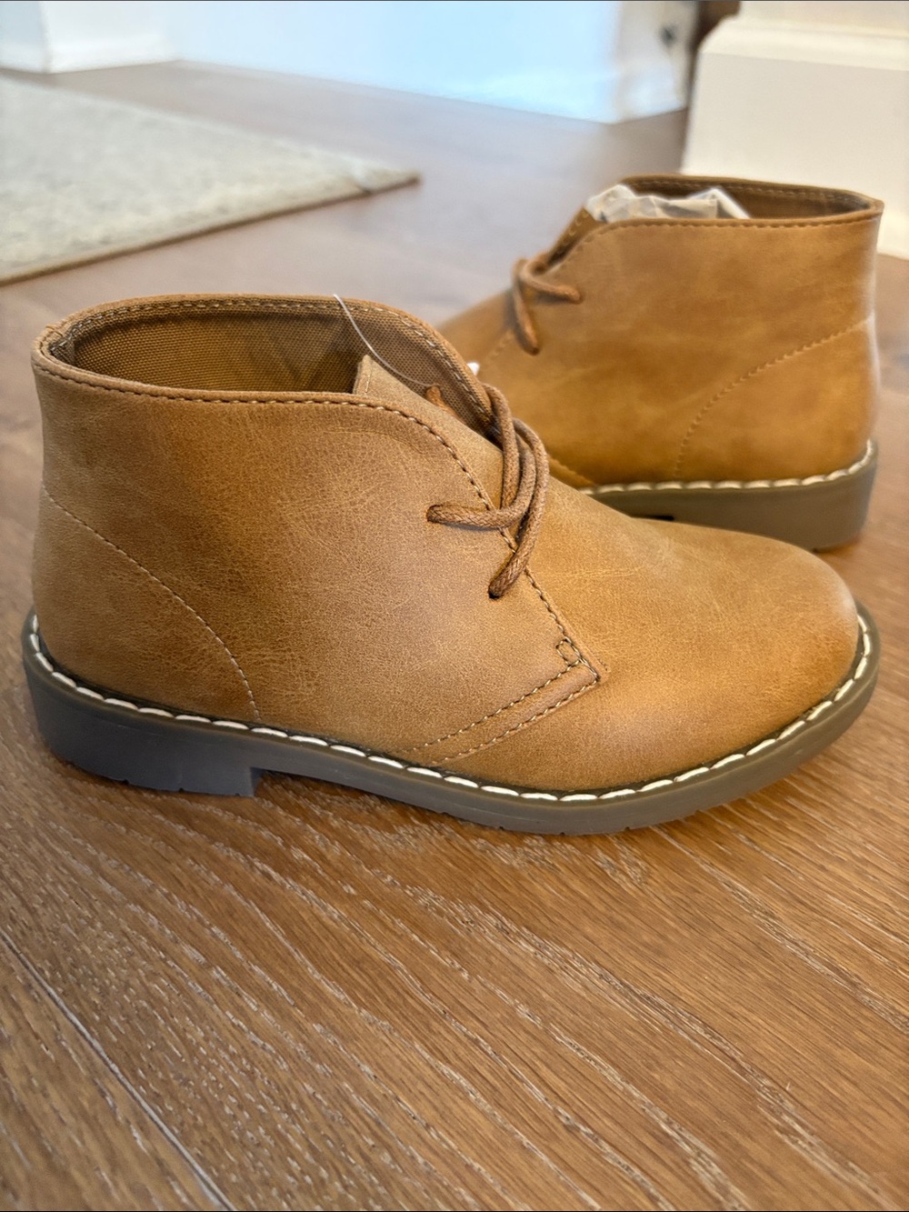Kids Tan Chukka Boots - Classic Casual Lace-Up